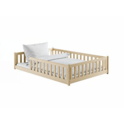 Arte Wooden Bed Mati Eu Double Pine 147Cm - Natural Pine Low-Profile Double Bed With Guardrails For Bedroom - thumbnail 2