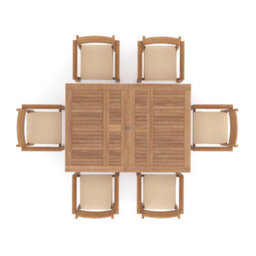 Eterna Padstow Teak Garden Outdoor Dining Table & 6 Seat Chair Set - With Green Cushions - thumbnail 5
