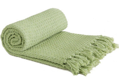 "Emma Barclay Honeycomb Throw Over Blanket 70"" X 100"" Pistachio"