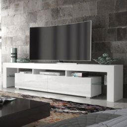 Nova Tv Unit 200Cm White With High Gloss Doors And Led Lighting - Creative Furniture - thumbnail 7