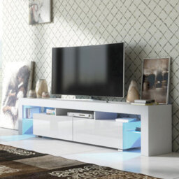 Nova Tv Unit 200Cm White With High Gloss Doors And Led Lighting - Creative Furniture - thumbnail 6
