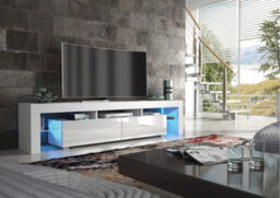 Nova Tv Unit 200Cm White With High Gloss Doors And Led Lighting - Creative Furniture - thumbnail 5