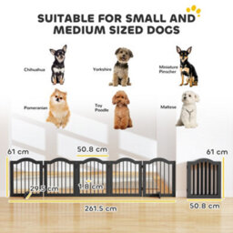 Pawhut Dog Gate 5 Wood Panel Freestanding Pet Fence Folding Safety Barrier - thumbnail 3