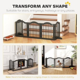 Pawhut Dog Gate 5 Wood Panel Freestanding Pet Fence Folding Safety Barrier - thumbnail 7