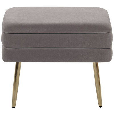 Beliani Grey Velvet Storage Bench With Golden Iron Legs, Compact Rectangular Ottoman With Hidden Storage (W49 X D34 X H43Cm) - image 1