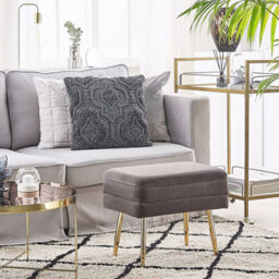 Beliani Grey Velvet Storage Bench With Golden Iron Legs, Compact Rectangular Ottoman With Hidden Storage (W49 X D34 X H43Cm) - thumbnail 2