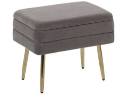 Beliani Grey Velvet Storage Bench With Golden Iron Legs, Compact Rectangular Ottoman With Hidden Storage (W49 X D34 X H43Cm) - thumbnail 3