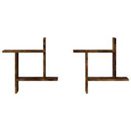 Walplus Wall Shelves 2 Pcs Smoked Oak 50X12X50 Cm Engineered Wood - thumbnail 4