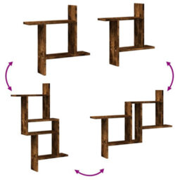 Walplus Wall Shelves 2 Pcs Smoked Oak 50X12X50 Cm Engineered Wood - thumbnail 7