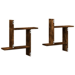 Walplus Wall Shelves 2 Pcs Smoked Oak 50X12X50 Cm Engineered Wood - thumbnail 6