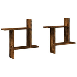Walplus Wall Shelves 2 Pcs Smoked Oak 50X12X50 Cm Engineered Wood - thumbnail 2