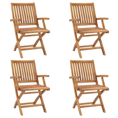 Berkfield Folding Garden Chairs 4 Pcs Solid Teak Wood - image 1