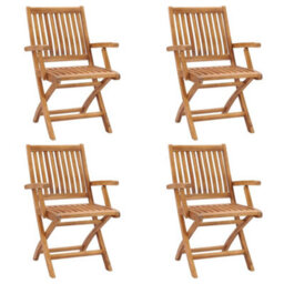 Berkfield Folding Garden Chairs 4 Pcs Solid Teak Wood