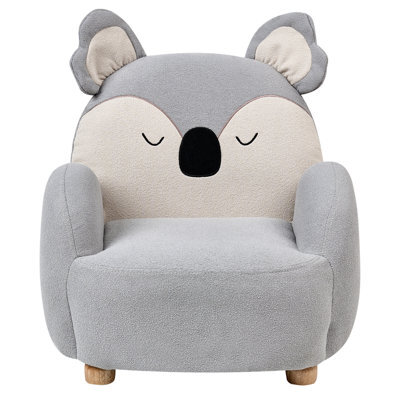 Beliani Koala Kids Armchair - Grey Upholstery, Low Seat Bear Shape, 55X49X63Cm - image 1
