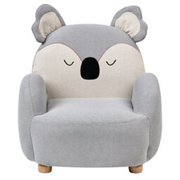 Beliani Koala Kids Armchair - Grey Upholstery, Low Seat Bear Shape, 55X49X63Cm - thumbnail 1