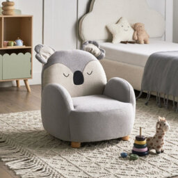 Beliani Koala Kids Armchair - Grey Upholstery, Low Seat Bear Shape, 55X49X63Cm - thumbnail 2