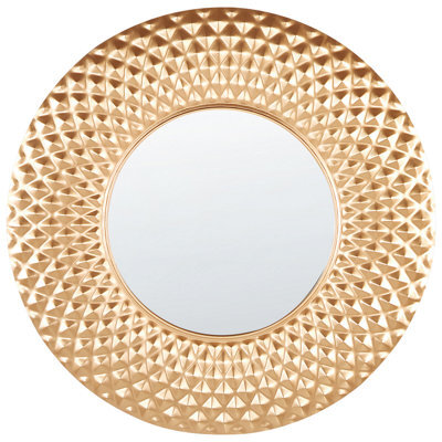 Beliani Wall Mirror Combe 60 Cm 60 Cm Metal Gold - image 1