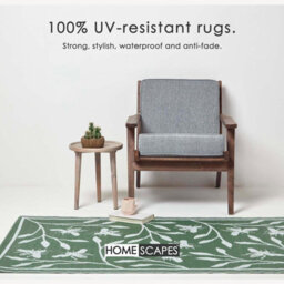 Homescapes Luxury Outdoor Rug Waterproof Reversible For Garden, 182 X 122 Cm, Green, 100% Recycled, Floral Bumble Bee - thumbnail 3