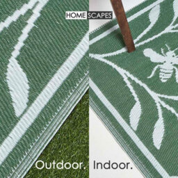 Homescapes Luxury Outdoor Rug Waterproof Reversible For Garden, 182 X 122 Cm, Green, 100% Recycled, Floral Bumble Bee - thumbnail 5