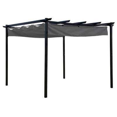 Charles Bentley 3 X 3M Steel Pergola Gazebo Modern For Garden Showerproof - Grey - image 1