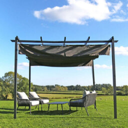 Charles Bentley 3 X 3M Steel Pergola Gazebo Modern For Garden Showerproof - Grey - thumbnail 5
