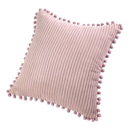 Living And Home Pink Polyester Cushion Cover With Pom-Pom Trim Comfortable Soft - thumbnail 5