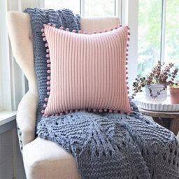 Living And Home Pink Polyester Cushion Cover With Pom-Pom Trim Comfortable Soft - thumbnail 4