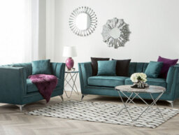 Beliani Living Room Set 5 Seater Gaula Velvet Teal - thumbnail 2