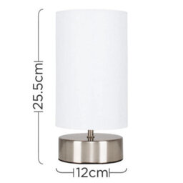 2X Touch White Table Lights Bedside Lamps Living Room Lampshade Bedroom Reading Light - thumbnail 2