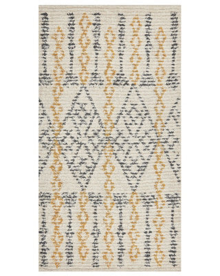 Beliani Aurora Hand-Tufted Cotton Geometric Rug 80 X 150 Cm, Beige Yellow Black - image 1