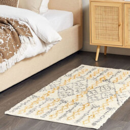 Beliani Aurora Hand-Tufted Cotton Geometric Rug 80 X 150 Cm, Beige Yellow Black - thumbnail 2