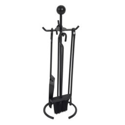 Charles Bentley Cedar Fireside Companion Set With Poker Tongs Coal Shovel Brush Tool Stand Iron - thumbnail 4