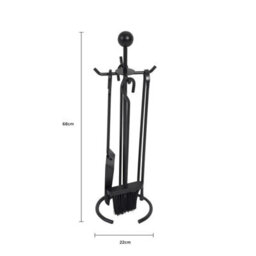 Charles Bentley Cedar Fireside Companion Set With Poker Tongs Coal Shovel Brush Tool Stand Iron - thumbnail 8