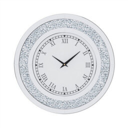 Artloge  60Cm Silver Round Wall Clock Mirror Glass Crush Diamond Clock Hung Diningroom Fireplace - thumbnail 8
