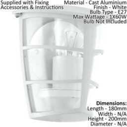 Stylish Ip44 Outdoor Wall Light In White And Glass For Porch - thumbnail 2