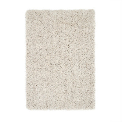 Cream Plain Shaggy Rug, Anti-Shed Modern Rug, Handmade Cream Rug For Bedroom, Living Room, & Dining Room-60Cm X 110Cm - image 1
