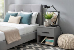 Amos Mann Furniture Pair Of Valenca Grey Small Bedside Cabinet With 1 Drawer And Open Shelf - thumbnail 4