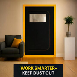 SolaDirect Dust Door With Window & Zip 110 X 220 Cm - Dust-Barrier Doorway Curtain - Two-Way C-Path Zip - Viewing Panel - Tape-Mount - thumbnail 6