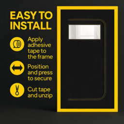 SolaDirect Dust Door With Window & Zip 110 X 220 Cm - Dust-Barrier Doorway Curtain - Two-Way C-Path Zip - Viewing Panel - Tape-Mount - thumbnail 2