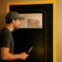 SolaDirect Dust Door With Window & Zip 110 X 220 Cm - Dust-Barrier Doorway Curtain - Two-Way C-Path Zip - Viewing Panel - Tape-Mount - thumbnail 5