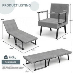 Single Folding Fabric Upholstered Sofa Bed - thumbnail 2