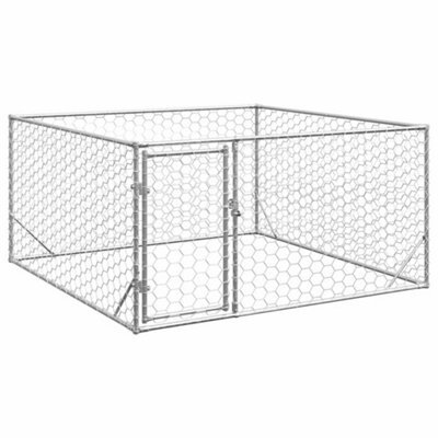 Walplus Galvanised Steel Outdoor Dog Kennel With Door 2X2X1 M - image 1