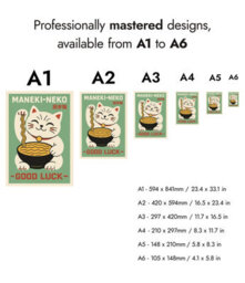Good Luck Cat, Japanese Wall Art, Cat Poster (50X70Cm Black) - thumbnail 5