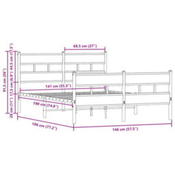 Berkfield Bed Frame Without Mattress With Headboard And Footboard 140X190 Cm - thumbnail 9