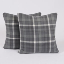 OHS Woven Check Cushion Covers Tartan Pack Of 2 Pillow, 45 X 45Cm - Charcoal - thumbnail 4