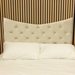 "Urban Textures - Elysia Luxury 20"" High Velvet Fabric Upholstered Crescent Headboard - Cream" - thumbnail 1