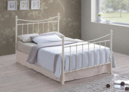 Save On Goods UK 4Ft6 Double Traditional Victorian Style Ivory White Tubular Steel Metal Bed Frame, Bedstead - thumbnail 1
