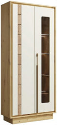Arte Modern Tall Display Cabinet H194 X W89 X D37Cm - Soft-Close Doors With Artisan Oak And Cashmere Finish - thumbnail 1