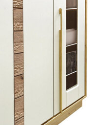 Arte Modern Tall Display Cabinet H194 X W89 X D37Cm - Soft-Close Doors With Artisan Oak And Cashmere Finish - thumbnail 3