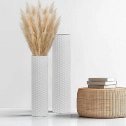 Set Of 2 White Tall Floor Vases 55 70Cm For Artificial Plants - thumbnail 3